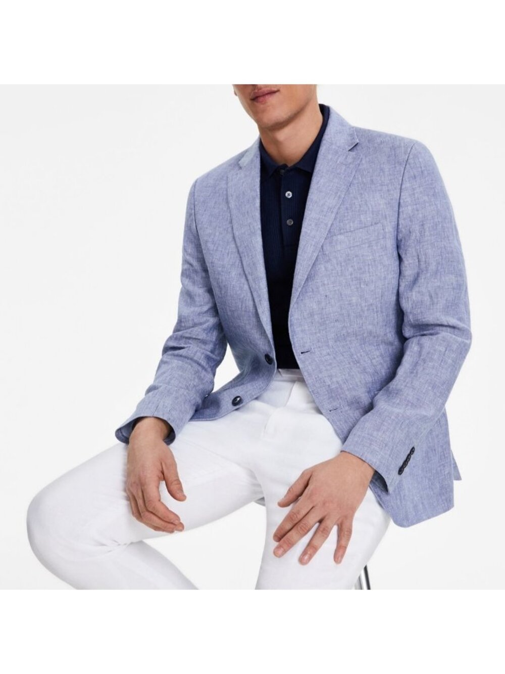 Tommy Hilfiger Mens Modern Fit Linen Sport Jacket Coat Light Blue Size 46REG NWT